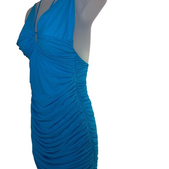 Bardot Rania Blue Mesh Ruched Bodycon Mini Dress Small - Picture 7 of 7